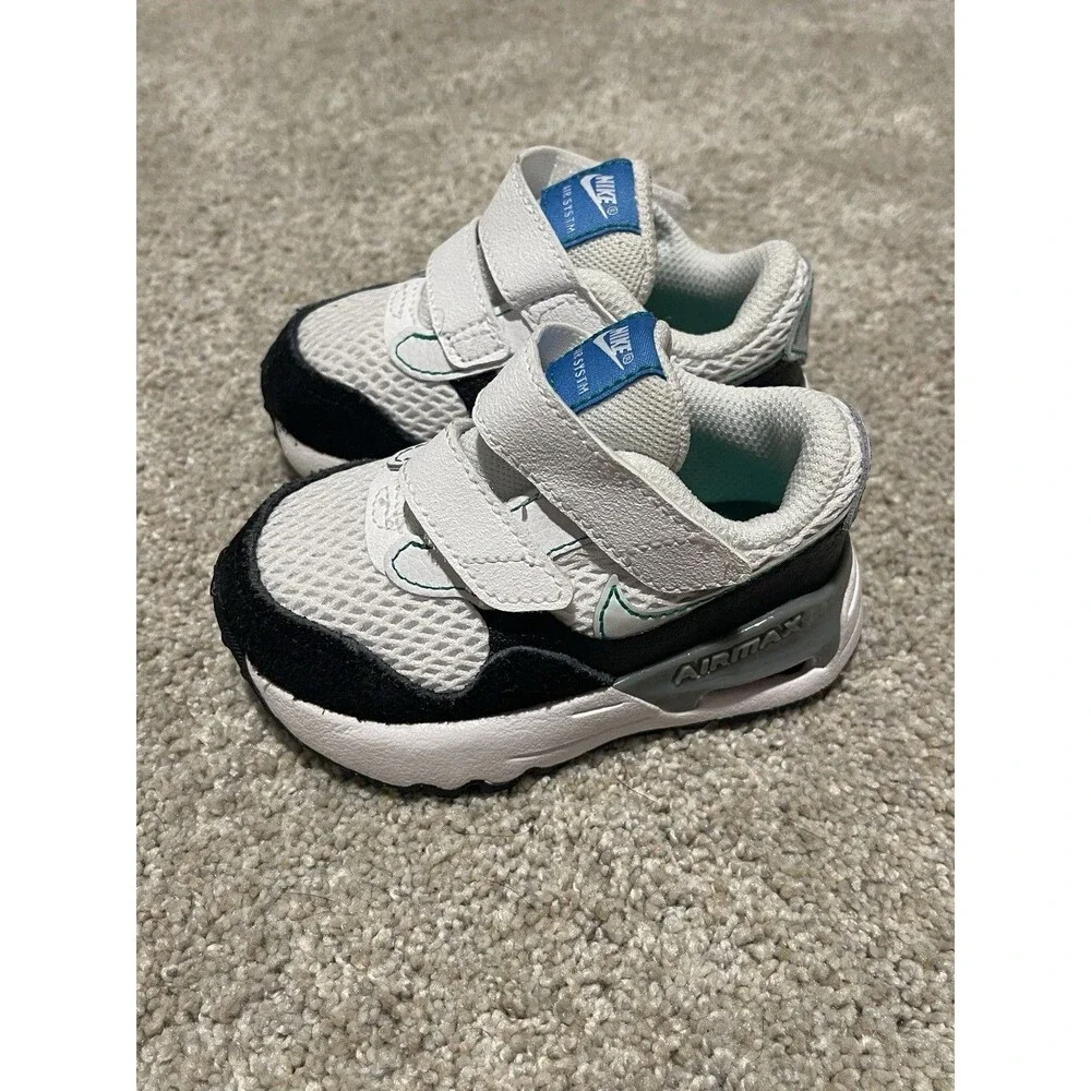 Toddler NIKE AIR MAX SYSTM SHOES White Grey Black (DQ0286 107), SZ 4C